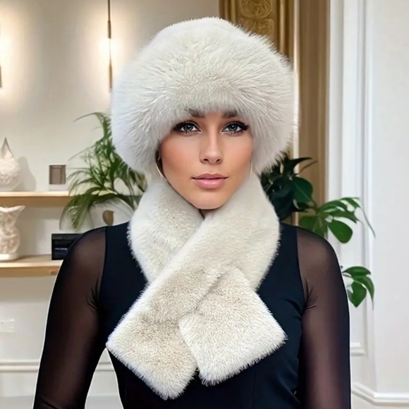 Accessories - NWT 2 PC SET FUR TRIMMED HAT AND STOLE. STUNNING!!